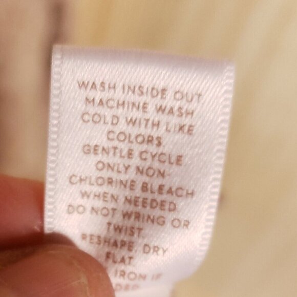 LC Lauren Conrad Womens Tan Pale Pink Heart Shimmer Sweater Large - Picture 7 of 7